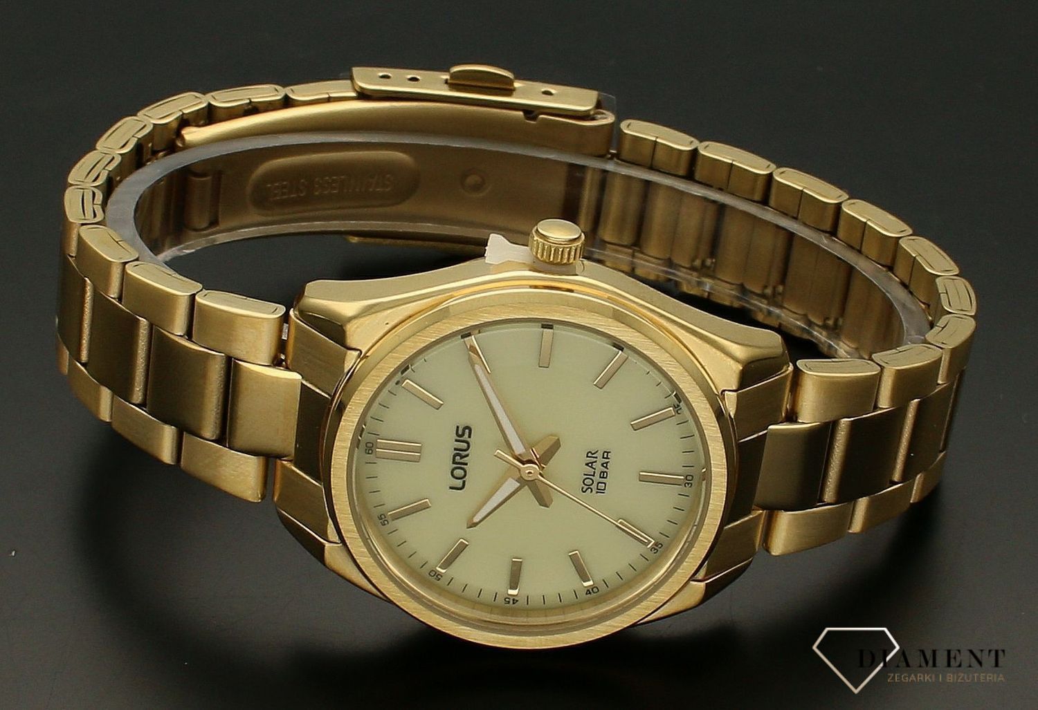 Zegarek damski na bransolecie w kolorze zlotym solar Lorus RY516AX9.jpg