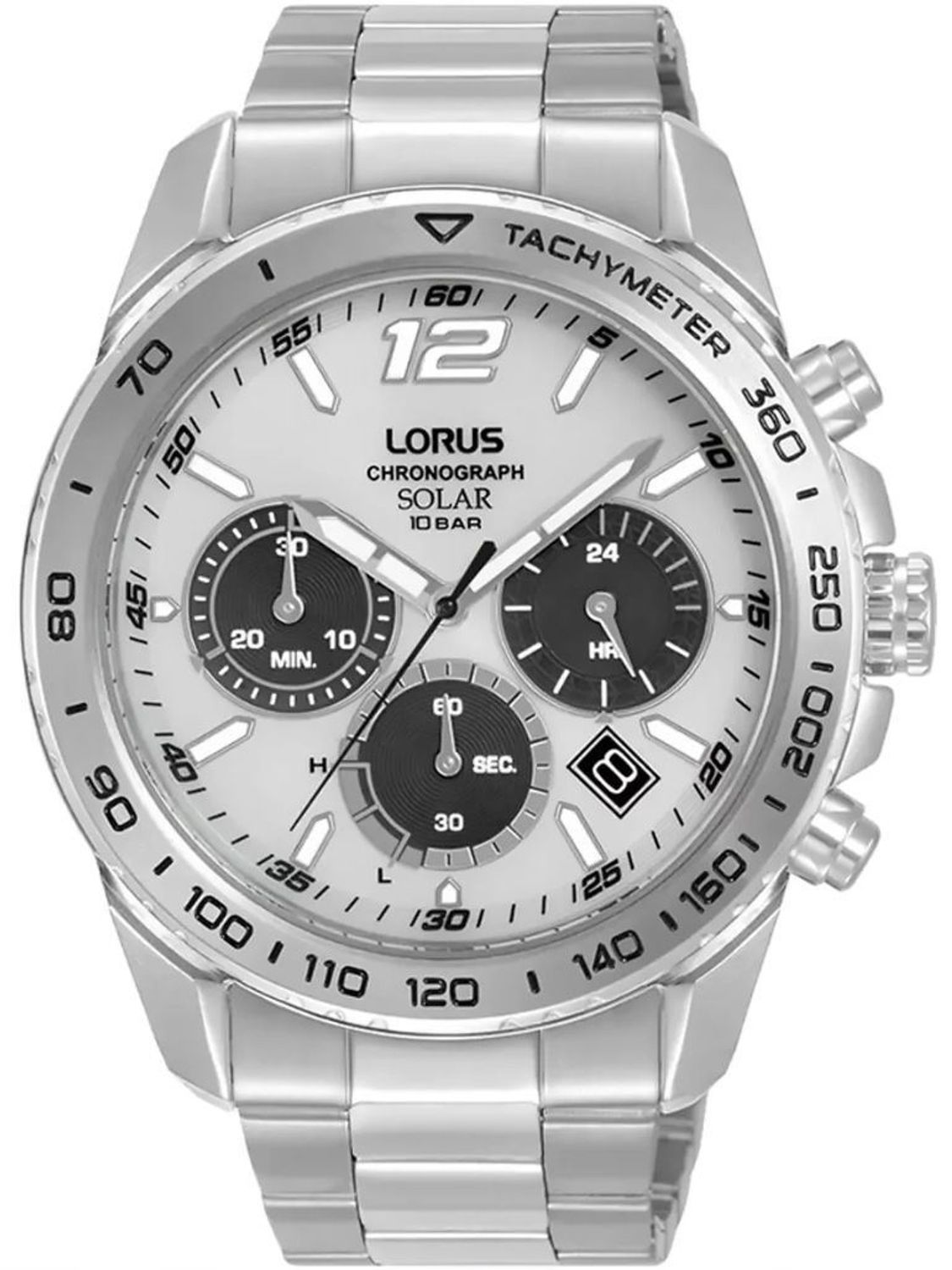 Zegarek męski Lorus RZ513AX9 – Solar Chronograph, zielona tarcza, stal 316L, 100m.jpg