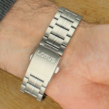 Zegarek męski Lorus RZ617AX-9 – bransoleta, niebieska tarcza, pomarańczowe akcenty zapięcie.jpg