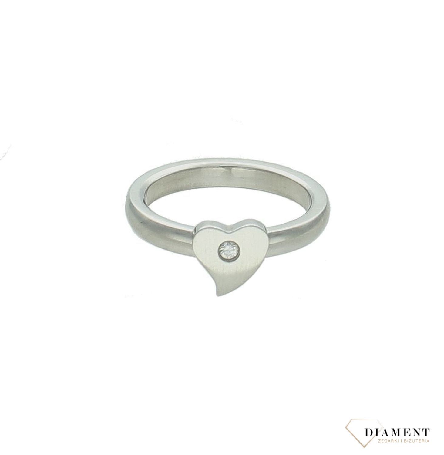 Srebrny pierścionek damski 925 gładkie serce z cyrkonią S-424. Stalowy pierścionek damski. Pierścionek ze stali szlachetnej. Pierścionek damski stalowy na prezent.5.jpg