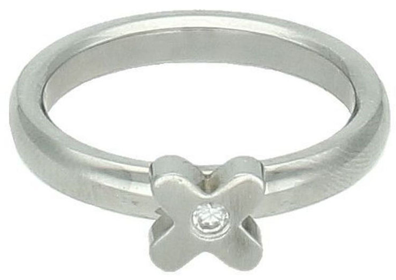 Stalowy pierścionek damski 925 gładki kwiatek z cyrkonią S-426. Stalowy pierścionek damski. Pierścionek ze stali szlachetnej. Pierścionek damski stalowy na prezent.2.jpg