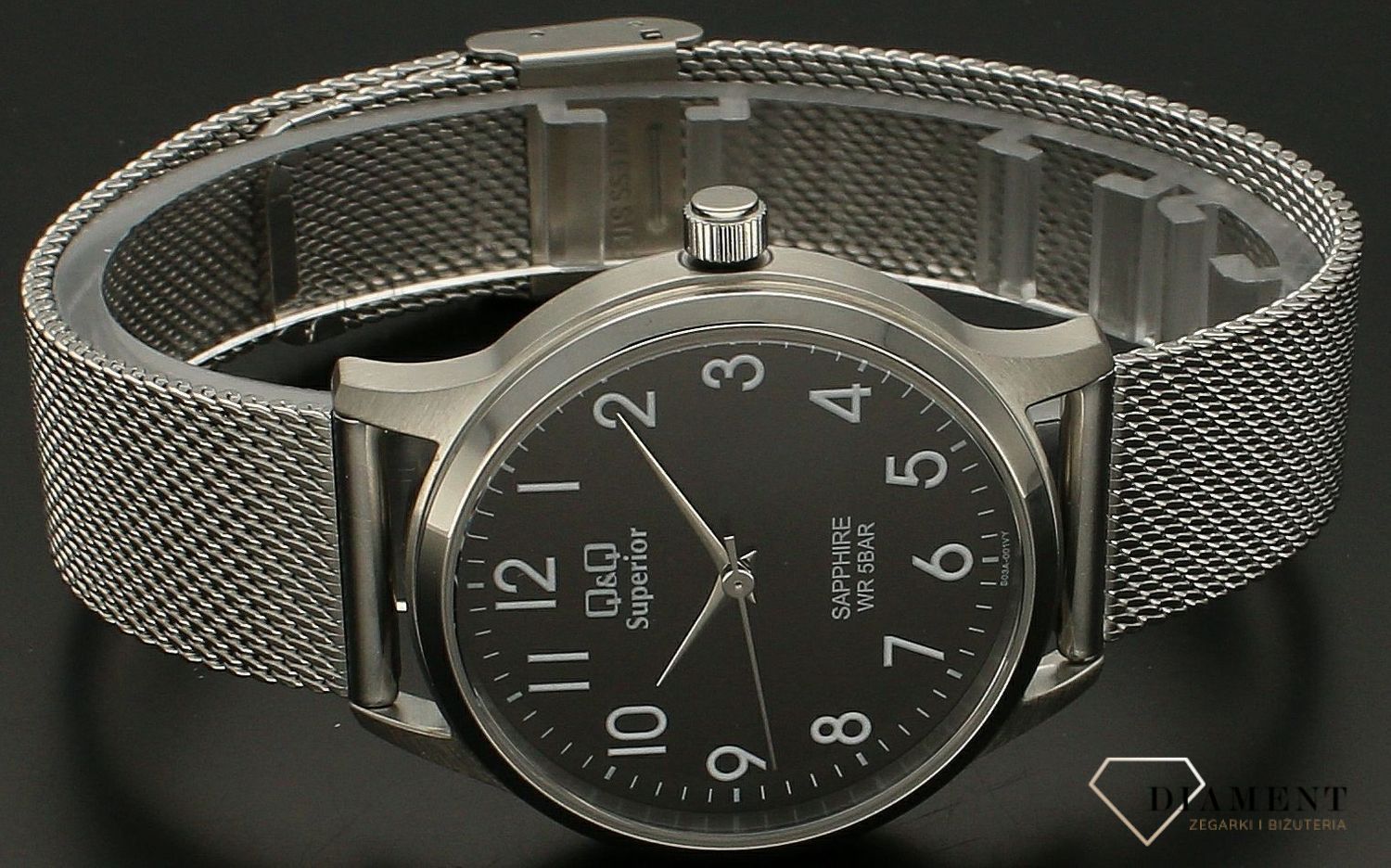 Zegarek damski Q&Q na bransolecie biżuteryjnej S03A-001V. Zegarek damski na bransolecie. Zegarek na srebrnej bransolecie. Zegarek z wyraźną tarczą. Idealny zegarek na prezent dla kobiety..jpg