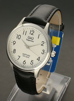 Elegancki zegarek damski na czarnym pasku skórzanym  ze srebrną tarczą QQ S03A-008V ⌚  (5).jpg
