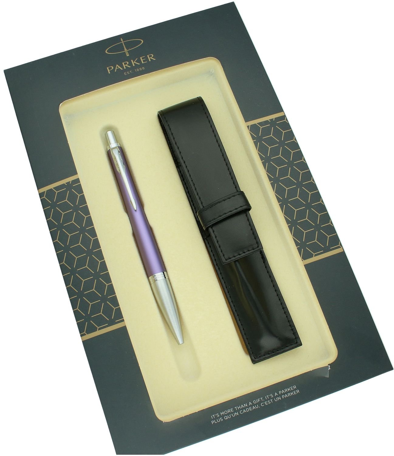 Zestaw Prezentowy Parker Długopis Urban Fioletowy i skórzane etui do długopisu S0823640. Długopis Parker na prezent. Długopis srebrny parker z etui. Prezent z Parkera. 5.jpg