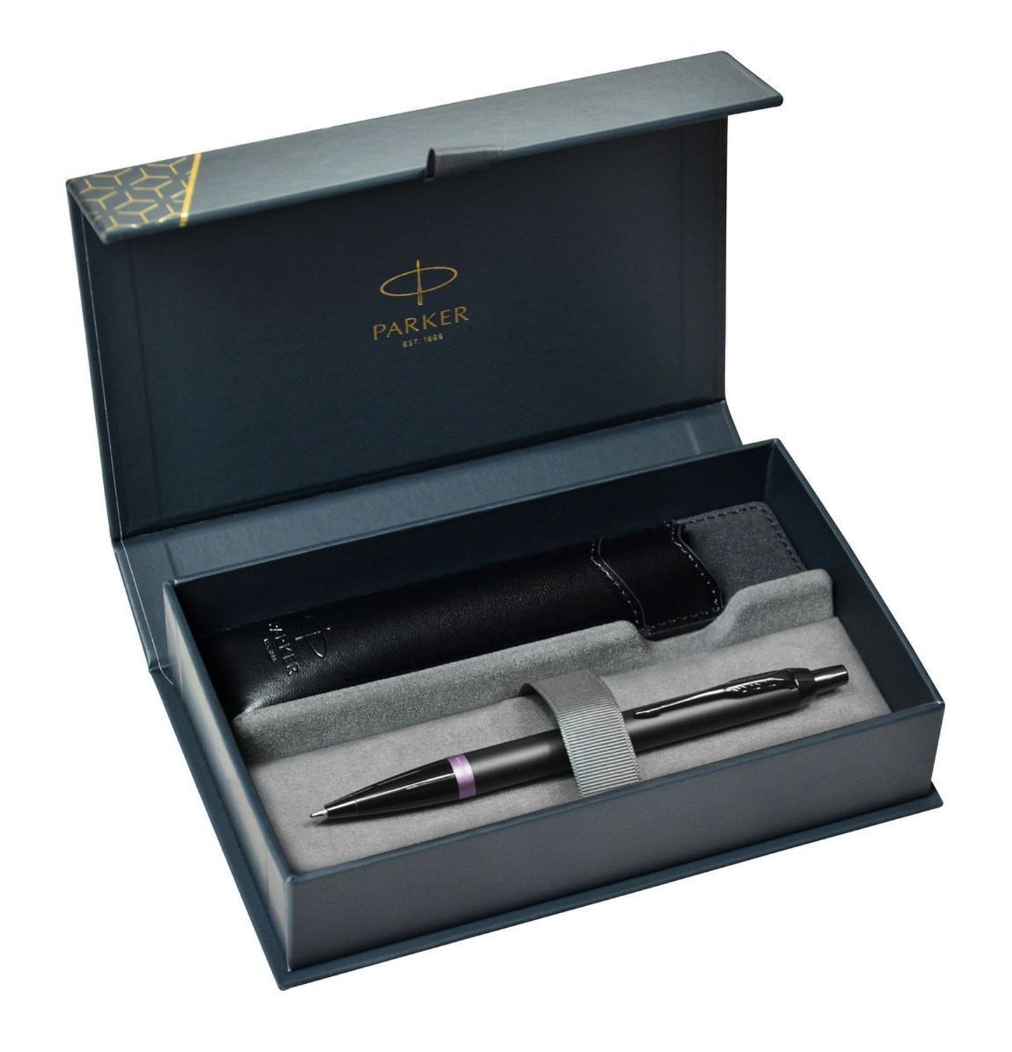 Długopis Parker Jotter S0828080 – czarny z fioletową wstawką, chromowanymi detalami i czarnym etui. Stylowy, precyzyjny i idealny na prezent.2.jpg