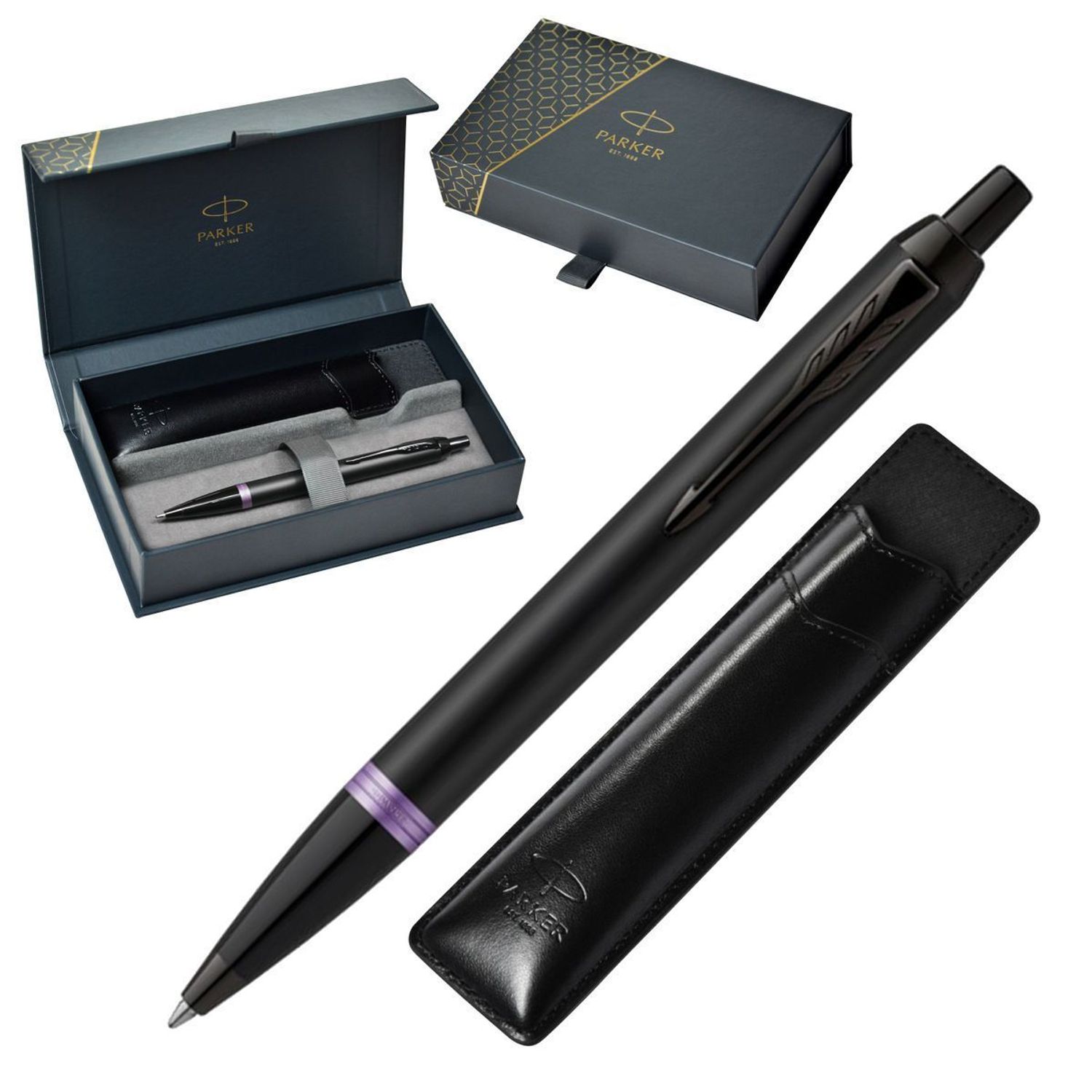 Długopis Parker Jotter S0828080 – czarny z fioletową wstawką, chromowanymi detalami i czarnym etui. Stylowy, precyzyjny i idealny na prezent.2.jpg