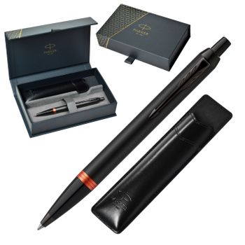 Długopis Parker Jotter S0828090 – czarny matowy z czerwoną wstawką i chromowanymi detalami. W zestawie czarne etui Parker. Stylowy, trwały, idealny na prezent.2.jpg