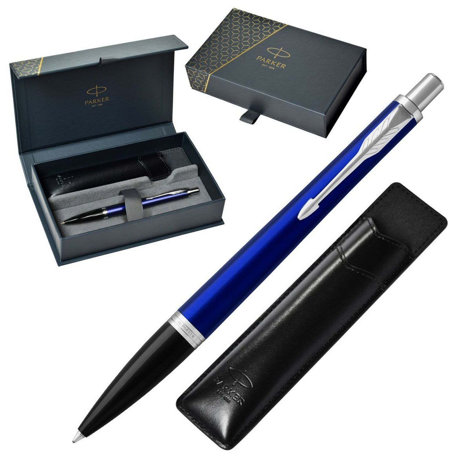 długopis Parker granatowy, Parker Jotter S0828430, długopis z etui, elegancki długopis Parker, prezent dla nauczyciela, długopis klik, QuinkFlow Parker, długopis do biura2.jpg