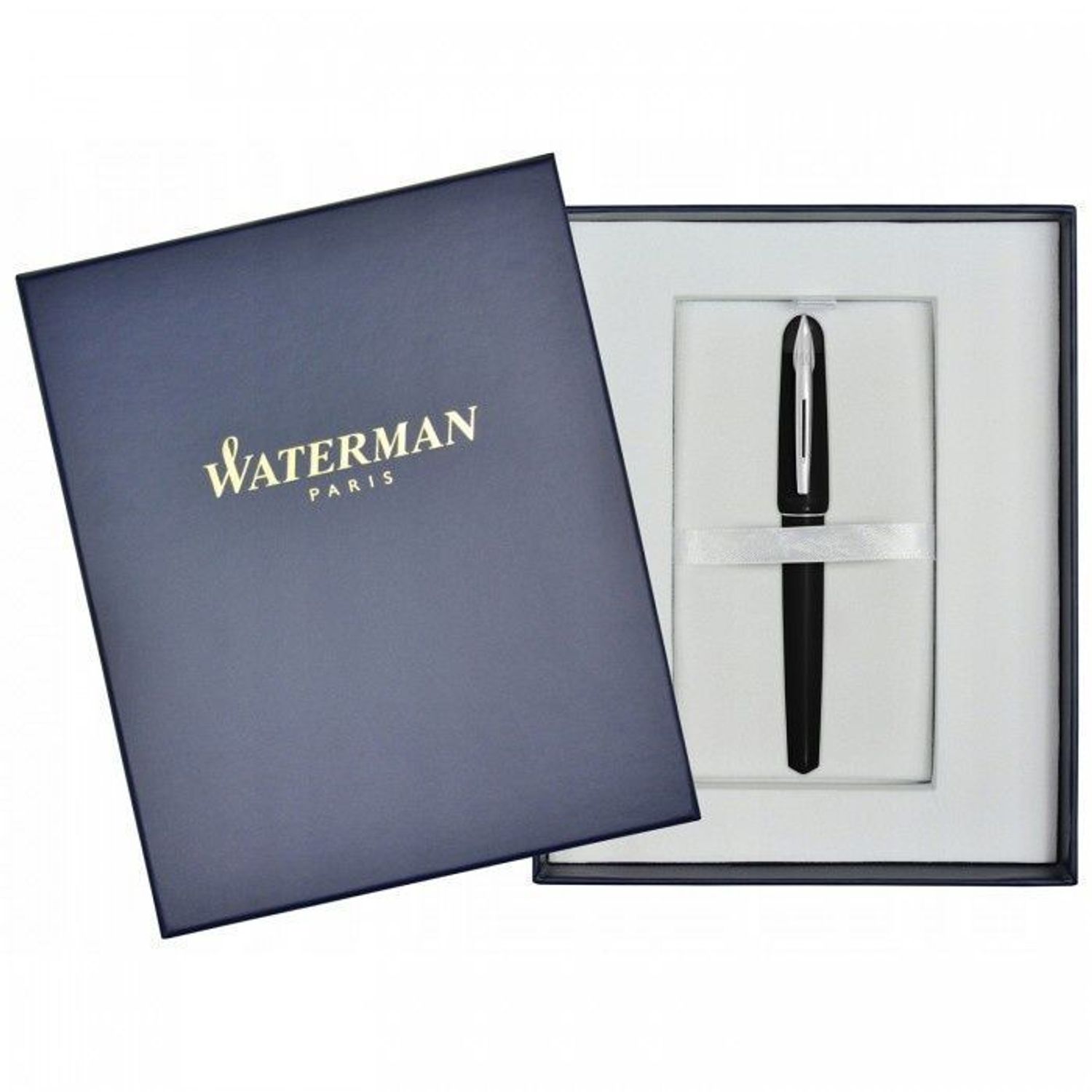 Eleganckie pióro wieczne Waterman Kultur Assortis Black CT w czarnym połysku. Chromowane wykończenia, płynna stalówka i ekskluzywne pudełko prezentowe.1.jpg