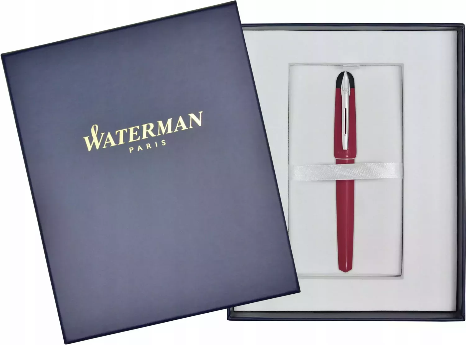 Eleganckie pióro wieczne Waterman Kultur Assortis Red CT w malinowym kolorze. Chromowane wykończenia, płynna stalówka i ekskluzywne pudełko prezentowe.1.webp