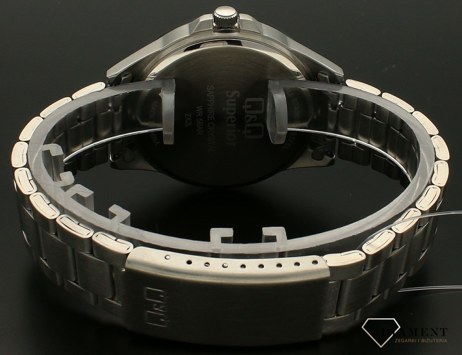 Zegarek męski QQ Szafirowe szkło na bransolecie S08A-001P.jpg