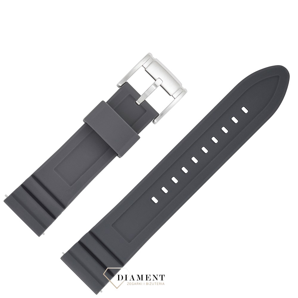 Pasek do zegarka Fossil S221306 to praktyczny i wytrzymały dodatek dla mężczyzn ceniących komfort i wygodę. Wykonany z miłego w dotyku silikonu, w klasycznym szarym kolorze, zapewnia komfort noszenia przez cały.jpg