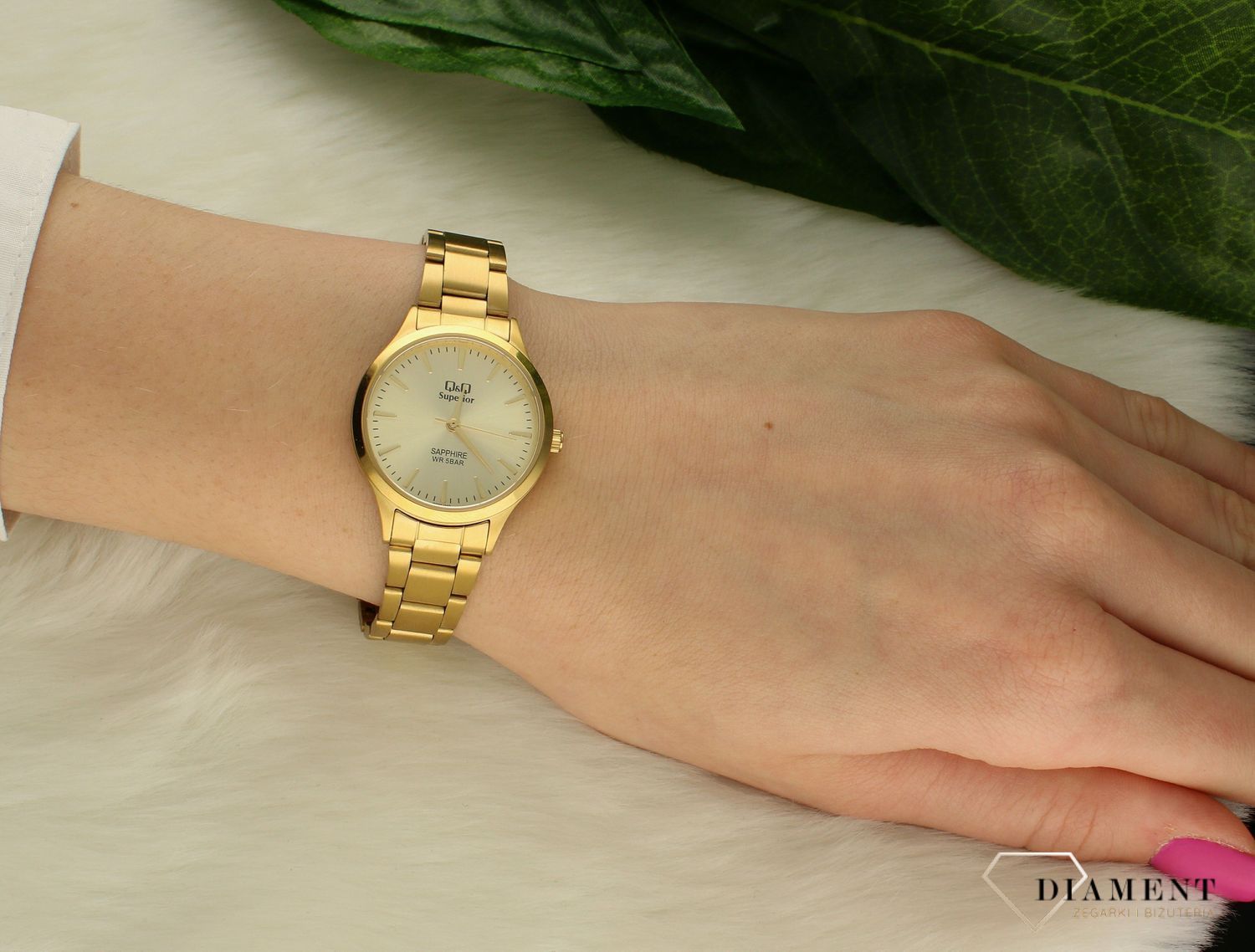Zegarek damski klasyczny na bransolecie 'Szafirowe złoto' S279-010.jpg