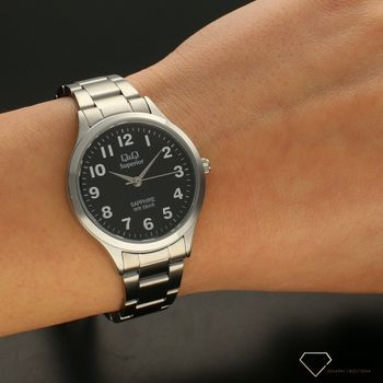 Zegarek damski na bransolecie stalowej z czarną tarczą i białymi cyframi QQ S279-205 ⌚ Zegarki damskie z bransoletą (5).jpg