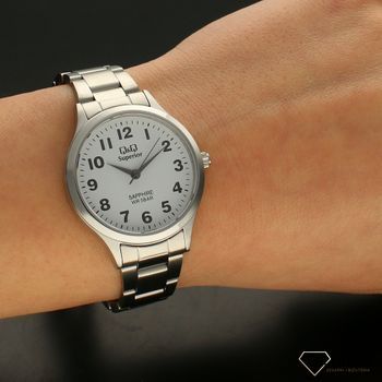 Zegarek damski na bransolecie stalowej z czytelną biała i czarnymi cyframi QQ S279-214 ⌚ Zegarki damskie z bransoletą✓ (5).jpg