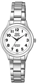 Zegarek damski na bransolecie stalowej z czytelną biała i czarnymi cyframi QQ S279-214 ⌚.webp