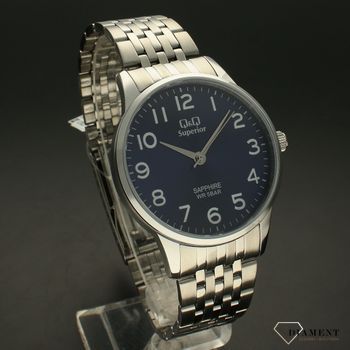 Zegarek męski na bransolecie stalowej z niebieską tarczą i białymi cyframi QQ S280-205 ⌚ Zegarki męski z bransoletą✓ Wymarzony prezent ✓ (1).jpg