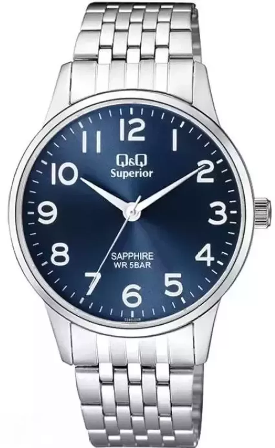 Zegarek damski na bransolecie stalowej z niebieską tarczą i białymi cyframi QQ S280-205 ⌚.webp