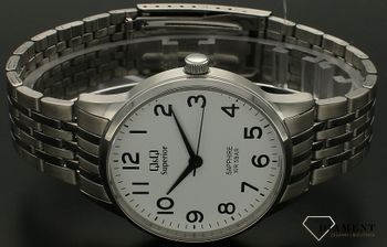 Zegarek męski Szafirowe szkło na bransolecie QQ S280-214. Męski zegarek na bransolecie. Zegarek męski QQ z szafirowym szkłem. Zegarek męski z wysoką wodoszczelnością. Męski zegarek na bransolecie idealny na prezent (3).jpg