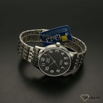 Zegarek męski na bransolecie stalowej z czarną tarczą i białymi cyframi QQ S280-215 ⌚ Zegarki męski z bransoletą✓ Wymarzony prezent (3).jpg