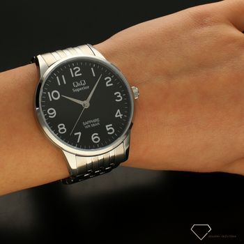Zegarek męski na bransolecie stalowej z czarną tarczą i białymi cyframi QQ S280-215 ⌚ Zegarki męski z bransoletą✓ Wymarzony prezent (5).jpg