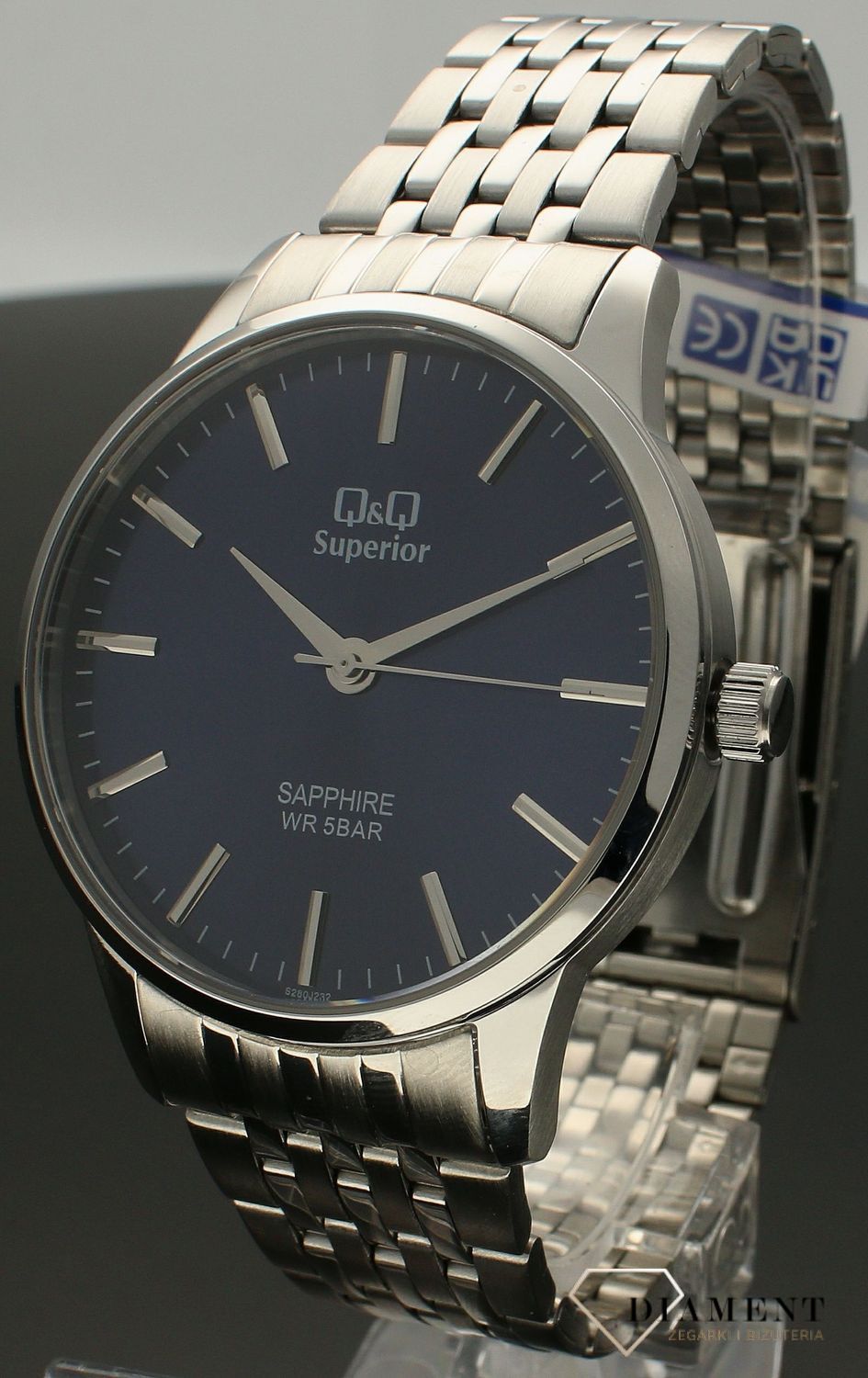 Zegarek męski QQ Szafirowe szkło na bransolecie S280-232.jpg