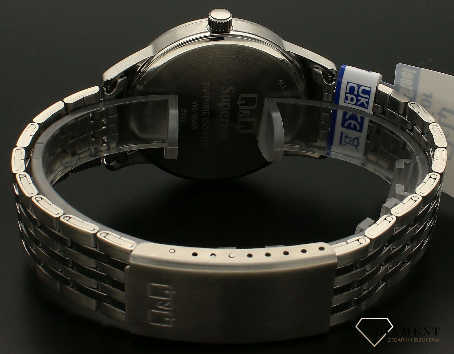 Zegarek męski QQ Szafirowe szkło na bransolecie S280-232.jpg