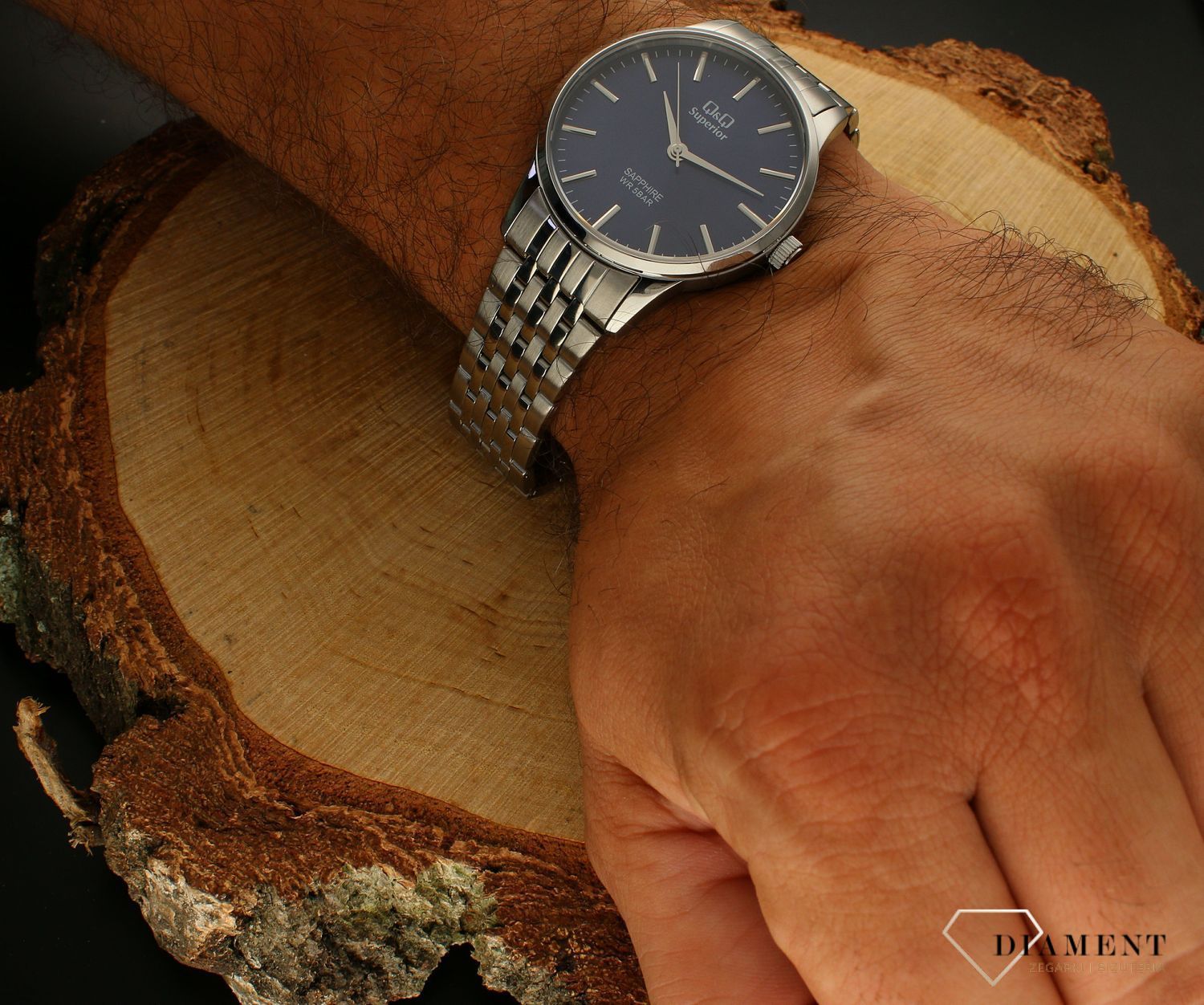 Zegarek męski QQ Szafirowe szkło na bransolecie S280-232.jpg