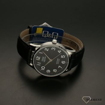 Elegancki zegarek męski na czarnym pasku skórzanym  z czarną tarczą QQ S280-305 ⌚ Zegarki męski na pasku✓ Wymarzony prezent (3).jpg