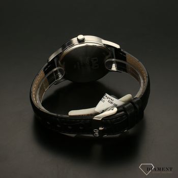 Elegancki zegarek męski na czarnym pasku skórzanym  z czarną tarczą QQ S280-305 ⌚ Zegarki męski na pasku✓ Wymarzony prezent (4).jpg