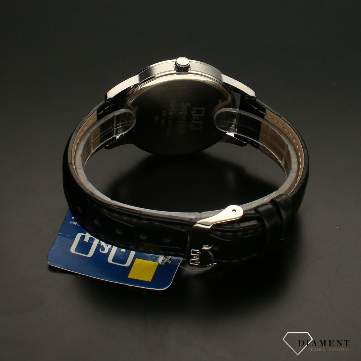 Elegancki zegarek męski na czarnym pasku skórzanym  z białą tarczą QQ S280-314 ⌚.jpg