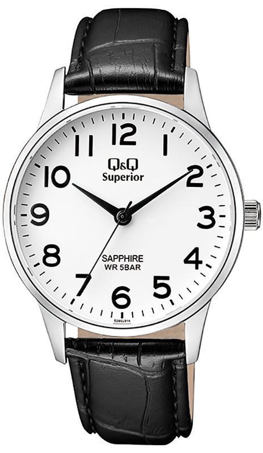 Elegancki zegarek męski na czarnym pasku skórzanym  z białą tarczą QQ S280-314 ⌚.jpg