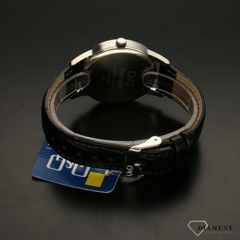 Elegancki zegarek męski na czarnym pasku skórzanym  z białą tarczą QQ S280-314 ⌚ Zegarki męski na pasku✓ Wymarzony prezent  (4).jpg
