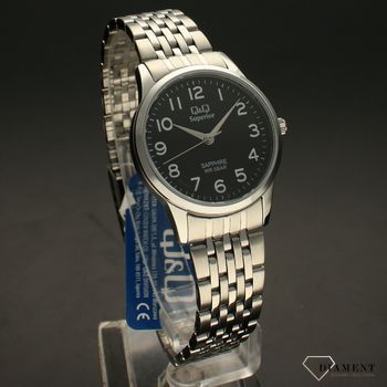 Zegarek damski na bransolecie stalowej z czarną tarczą i białymi cyframi QQ S281-205 ⌚ Zegarki damskie z bransoletą✓ Wymarzony prezent ✓ (1).jpg