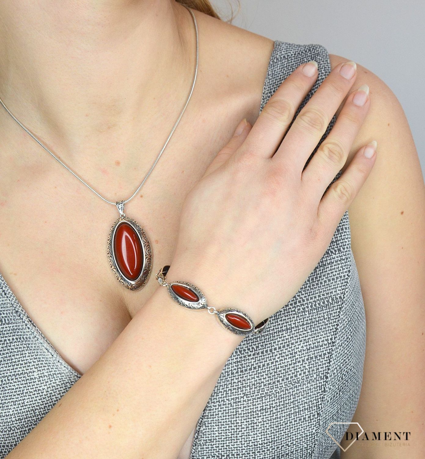 Bransoletka srebrna damska ' Antyczny koral' S2B000000-184.jpg