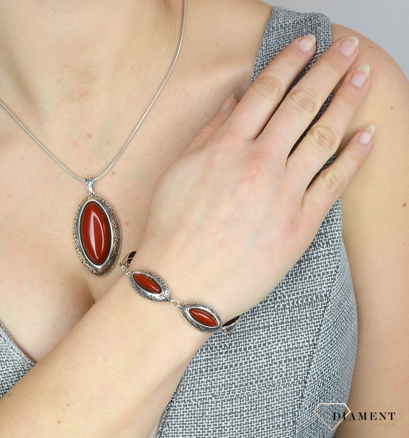 Bransoletka srebrna damska ' Antyczny koral' S2B000000-184.jpg