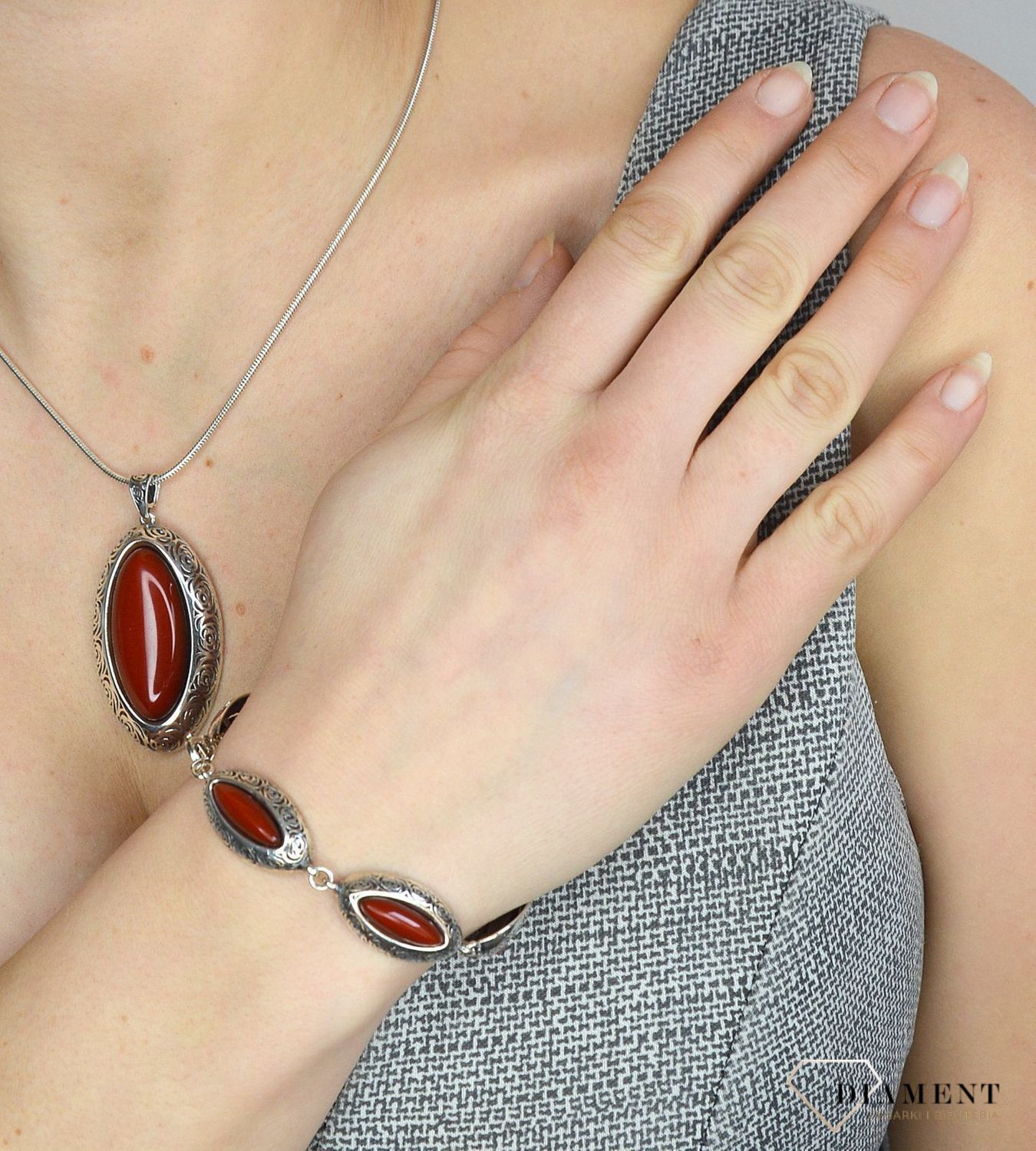 Bransoletka srebrna damska ' Antyczny koral' S2B000000-184.jpg