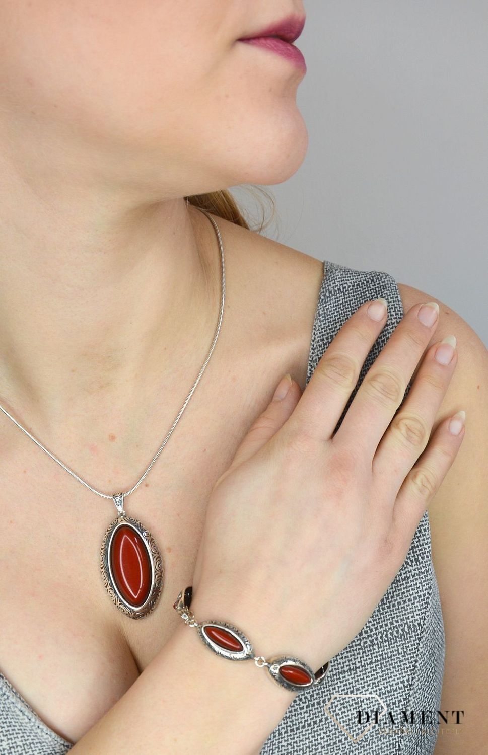 Bransoletka srebrna damska ' Antyczny koral' S2B000000-184.jpg