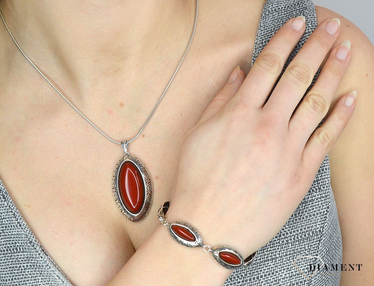 Bransoletka srebrna damska ' Antyczny koral' S2B000000-184.jpg