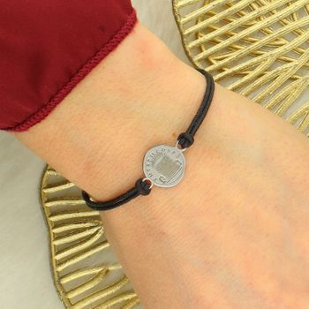 Bransoletka srebrna 925 z zawieszką na czarnym sznurku – regulowana, minimalistyczna (2).jpg