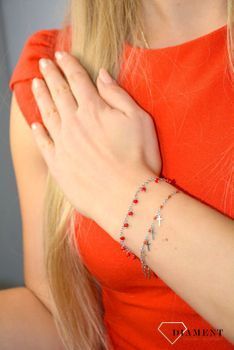 Srebrna bransoletka S2B000000-697 czerwone koraliki i krzyżyki to idealny pomysł na prezent dla każdej kobiety. Szybka wysyłka (4).JPG