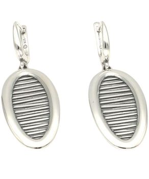 Srebrne kolczyki wiszące 925 „Owalne blaszki” – prążkowany design, zapięcie angielskie.jpg