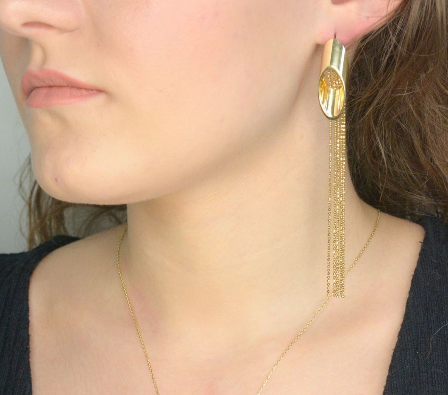 Srebrne kolczyki damskie 925 pozłacane z łańcuszkami S2K000000-271. Srebrne kolczyki damskie. Kolczyki srebrne pozłacane. Kolczyki srebrne na prezent..jpg