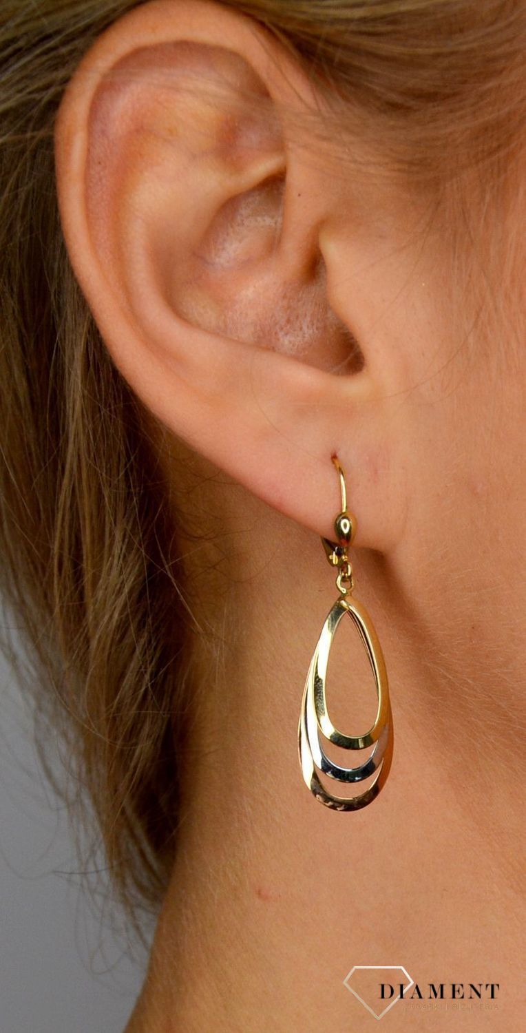 Złote kolczyki 585 wiszące łezki w trzech kolorach złota S2K000000-386.jpg