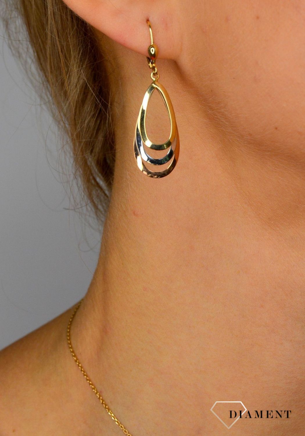 Złote kolczyki 585 wiszące łezki w trzech kolorach złota S2K000000-386.jpg