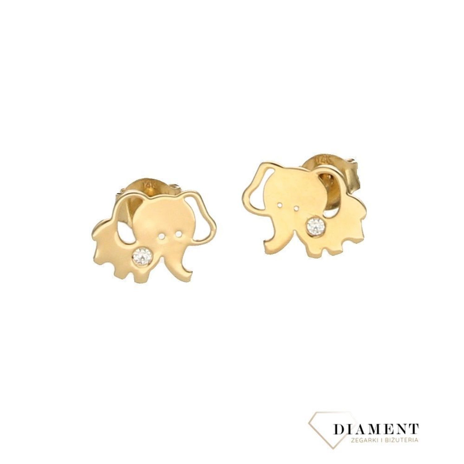 kolczyki-zlote-slonik-z-cyrkonia-Kolczyki złote dla dziewczynki słonie z podniesioną trąbą z cyrkonią S2K000000-401 ✓ Małe kolczyki.jpg