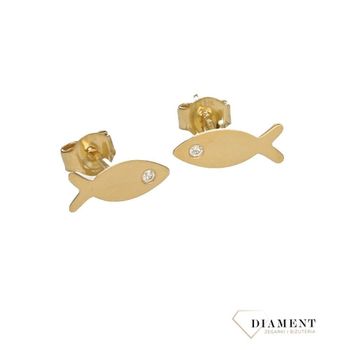Małe kolczyki w kształcie rybek wykonane ze złota.jpg