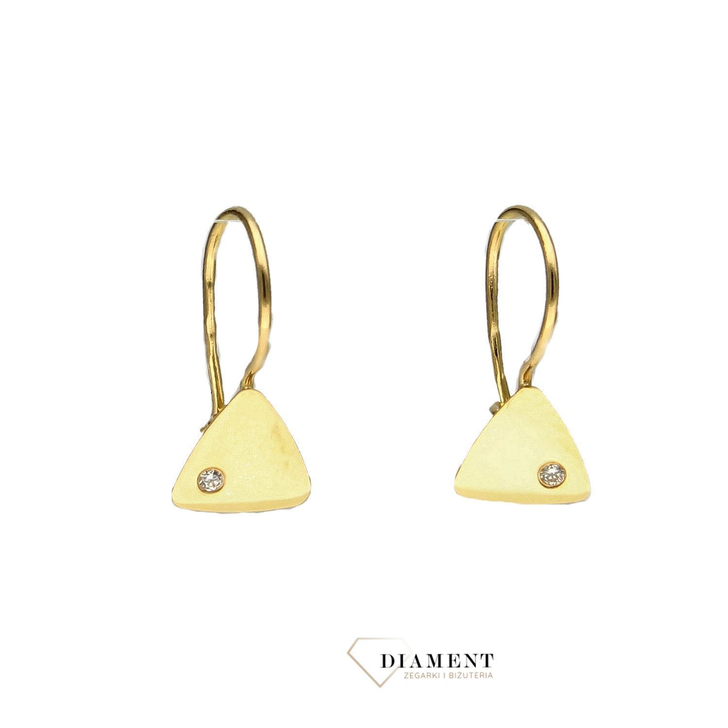 Złote kolczyki dla dziewczynki gładki trójkąt z cyrkonią  S2K000000-413.jpg