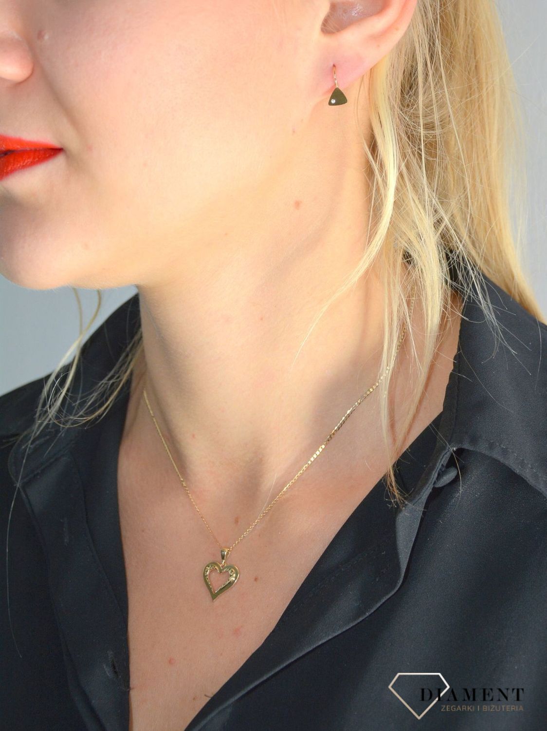 Złote kolczyki dla dziewczynki gładki trójkąt z cyrkonią  S2K000000-413.jpg