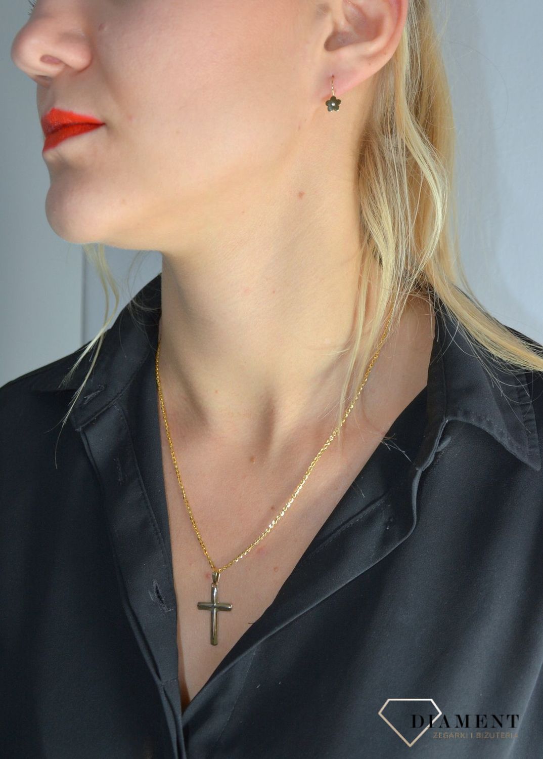 Złote kolczyki dla dziewczynki gładkie kwiatki z cyrkonią S2K000000-426.jpg